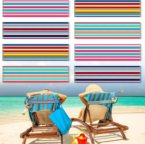 Miniatura 15 de Boao 4 paquetes de bandas de toalla para silla de playa, esenciales para piscina y crucero, elásticas y resistentes al viento, clips para toallas