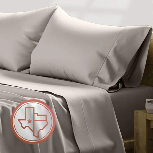 Miniatura 31 de TEXAS LINEN CO. Juego de sábanas de algodón egipcio Split King - 600 número de hilos, 5 piezas, sábanas blancas para cama ajustable, fibra 19: Raya