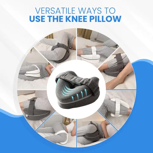 Miniatura 4 de TULARIS Paquete de almohada de rodilla para personas que duermen de lado, 1 gris y 1 blanca, soporte ortopédico de piernas para personas que duermen
