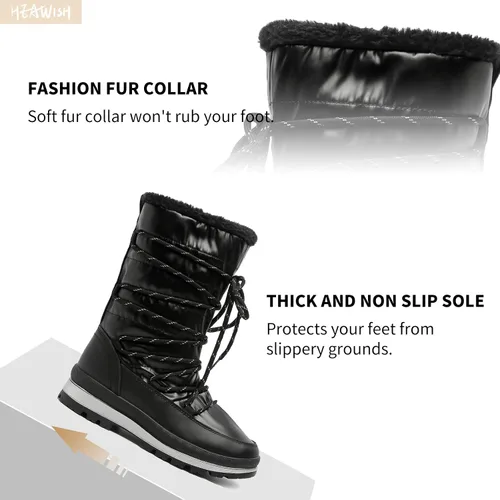 Miniatura 3 de HEAWISH Botas de nieve de invierno con forro de piel para mujer