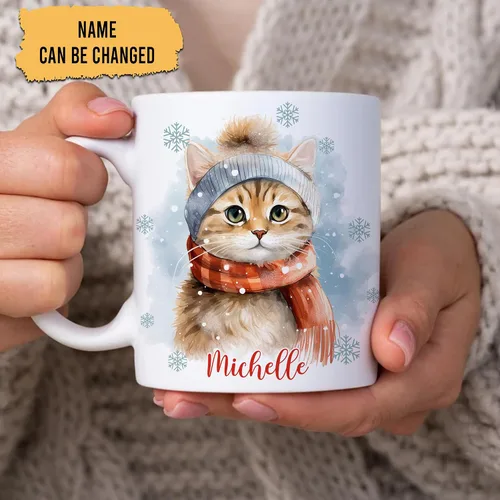 Miniatura 2 de Hyturtle Taza de gato personalizada, regalos para niñas, hombres, mujeres, cumpleaños y Navidad, nombre personalizado, taza de té de café