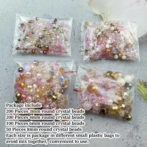 Miniatura 2 de 550 piezas cuentas de cristal de vidrio redondas 3mm 4mm 6mm 8mm cuentas facetadas redondas espaciadoras para joyería, pulseras, aretes, collares