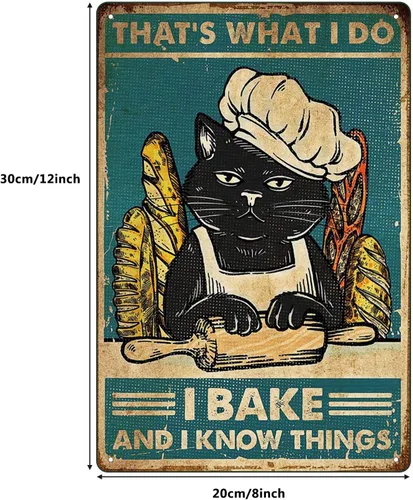 Miniatura 2 de Cartel de metal con texto en inglés «Funny Cat», retro, vintage, 8 x 12 pulgadas
