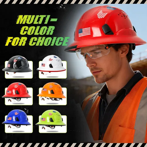 Miniatura 9 de Cascos De Construcción de ala completa Cascos de seguridad aprobados por OSHA con visera transparente - Casco de seguridad de construcción ventilado