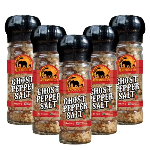 Miniatura 11 de African Dream Foods - Sal picante de pimienta fantasma Sal de chile totalmente natural Fabricado con pimientos fantasma africanos 3.5 onzas