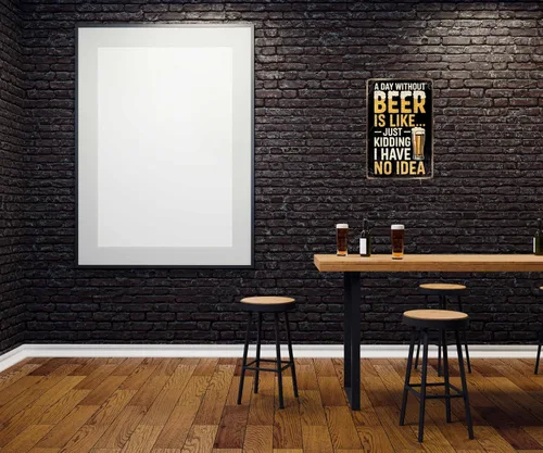 Miniatura 5 de Letrero de metal vintage de estaño Una día sin cerveza es como... Solo bromeando, no tengo idea Humoroso para bar, cueva de hombre, garaje, cocina