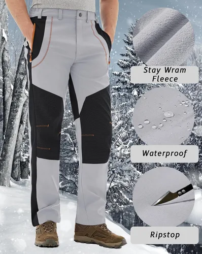 Miniatura 6 de TACVASEN Men's Snow Ski Pants Softshell Fleece Lined Hiking Snowboard Pants Waterproof & Windproof Pants with Zipper Pockets