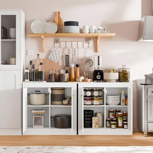 Miniatura 7 de Cozy Castle Gabinete de buffet con almacenamiento – Armario de almacenamiento de cocina, mesa consola de madera, cafetería, armarios decorativos