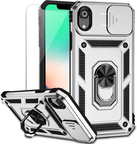 Miniatura 9 de Funda para iPhone XR con cubierta para lente de cámara, protector de pantalla HD, doble capa [protección contra caídas de grado militar de 15 pies]