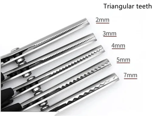 Miniatura 3 de Tijeras de coser de acero inoxidable, cuchillas dentadas y festoneadas, 11 tamaños de 0.08 a 0.70 pulgadas, herramienta de corte profesional