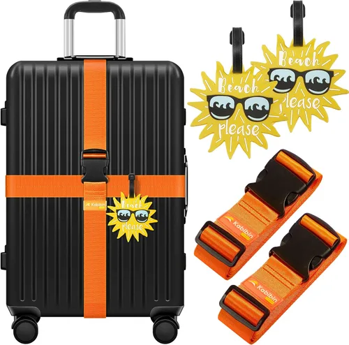 Correas de equipaje para maletas aprobadas por la TSA con 2 etiquetas, identificadores de equipaje de viaje para maleta, paquete de 4, 2 cinturones