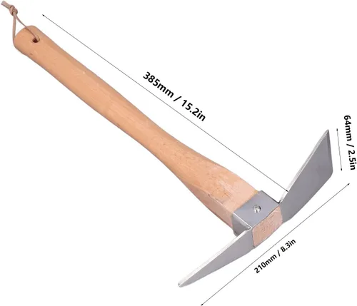 Miniatura 3 de Azada de pico de acero inoxidable con mango de madera, hachas de púa para excavar pico para excavar, azada Mattock de selección de jardín