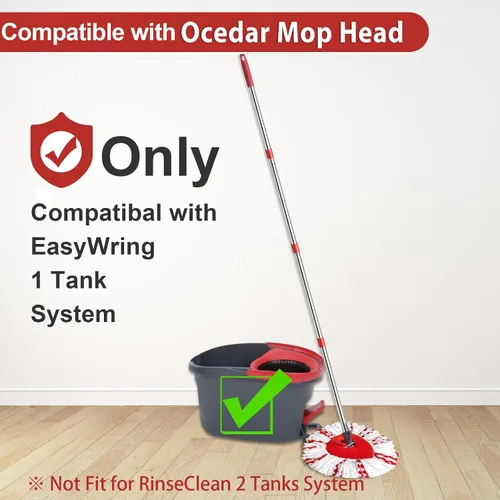 Miniatura 2 de Cabezal de repuesto para mopa giratoria HiBaby, base, mango compatible con el juego de mopa Ocedar EasyWring de 1 tanque de microfibra, 2 cabezales