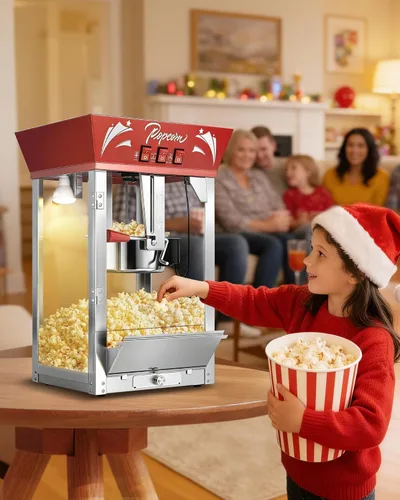 Miniatura 7 de Máquina comercial de palomitas de maíz de 12 onzas, 850 W, máquina de palomitas de maíz de cine, máquina de maíz de mesa roja con control de 3 Rojo