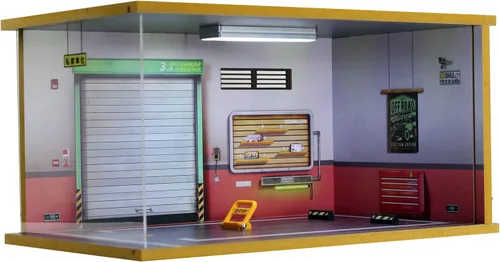 Caja de exhibición de modelo de coche a escala 1/18 - Caja de exhibición de garaje de coche a escala 1:18 con cubierta de acrílico transparente e