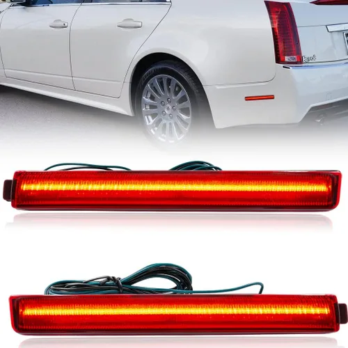 Miniatura 8 de Lente ahumada cubierta de señal de giro luz reflector para Cadillac 2008-2013 CTS 4 puertas Sedan Full LED parachoques trasero Fasica marcador