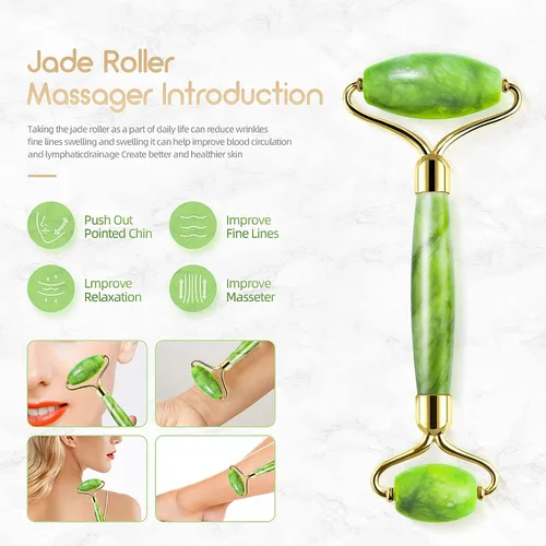 Miniatura 5 de AECW Rodillo de jade + rodillo de hielo) Rodillo de hielo 2 en 1 para alivio de la hinchazón de la cara y los ojos y rodillo de jade para cara