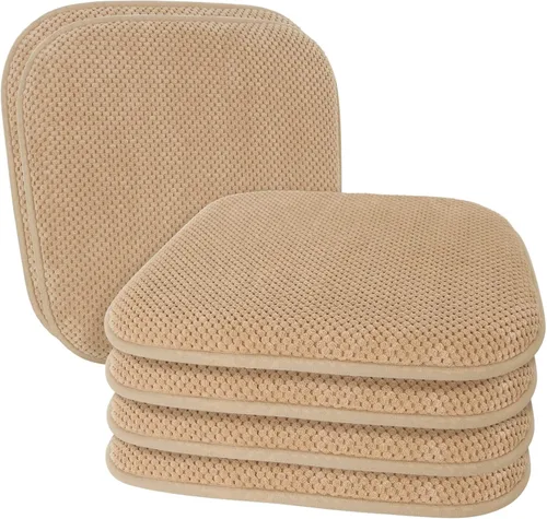 Miniatura 8 de Cojines para Sillas de Cocina Vino Rojo Antideslizantes de Espuma para Oficina, Cojines para Asientos Lavables, Almohadillas Gruesas y Suaves, Rojo