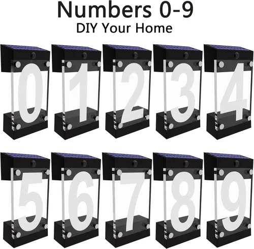 Miniatura 5 de Acrylic - Letrero de dirección solar, números solares iluminados con LED para exteriores, control remoto RGBW que cambia de color, impermeable