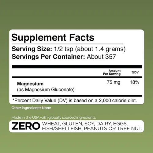 Miniatura 8 de Gade Nutrition - Polvo puro de gluconato de magnesio 17.76 onzas, 0.06 onzas por porción, 357 porciones Sin OMG, sin gluten, sin relleno