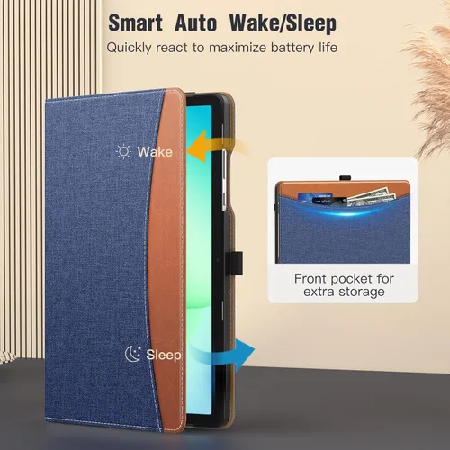 Miniatura 6 de MoKo Funda para Samsung Galaxy Tab A11+/ A11 Plus/ A9+/ A9 Plus de 11 pulgadas 2026/2024, piel sintética multiángulo con correa de mano, bolsillo