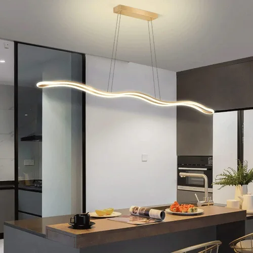Miniatura 2 de Luces colgantes lineales retro nórdicas 3000 K luz cálida para colgar en el techo, lámpara de araña de altura ajustable para comedor, isla de cocina