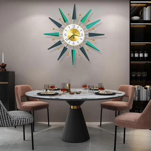 Miniatura 5 de Reloj grande silencioso de mediados de siglo sin tictac, reloj de pared grande de 23.6 pulgadas decorativo de metal, decoración moderna