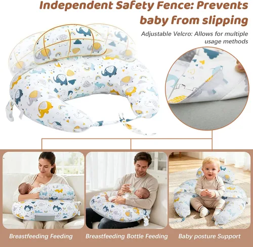 Miniatura 4 de KAKIBLIN Almohada de lactancia, almohadas inflables de lactancia, almohada de alimentación manos libres para aliviar el dolor de espalda con correa