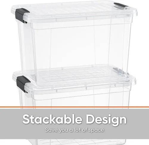 Miniatura 2 de Superio Caja de almacenamiento transparente con tapa, contenedores de plástico de 4.7 cuartos para organizar, cajas apilables, sin BPA, no tóxico