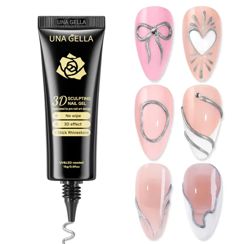Miniatura 12 de UNA GELLA Esmalte de uñas en gel 3D blanco lechoso 15g, esmalte en gel para esculpir sin necesidad de limpieza, polvo para uñas cromadas, moldeado