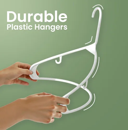 Miniatura 6 de Perchas de plástico Utopia Home estándar para hogar de color negro, perchas tubulares para la ropa, resistentes, finas y elegantes Blanco