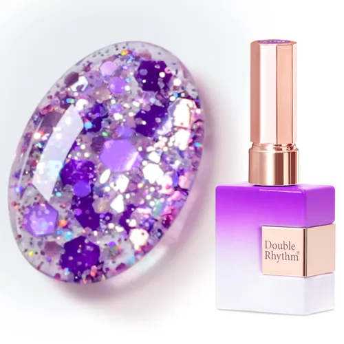Miniatura 54 de Double Rhythm Esmalte de gel con purpurina de nieve de 0.5 fl oz, color holográfico reflectante para arte de uñas, salón de manicura y bricolaje