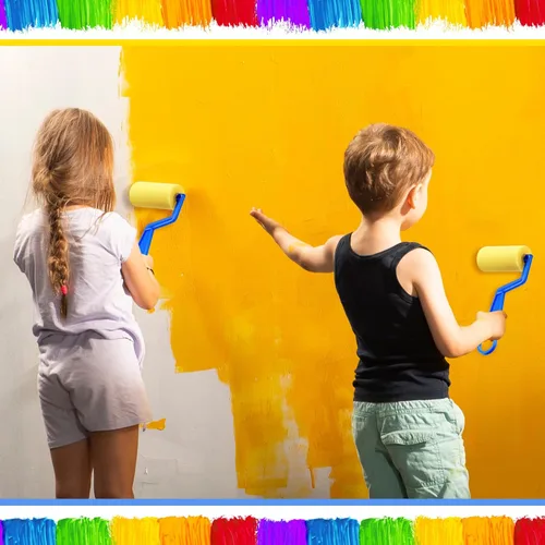 Miniatura 4 de Tenceur Rodillos de pintura de espuma de 3 pulgadas, rodillo de esponja pequeña con mango de plástico para jóvenes artistas, niños, suministros