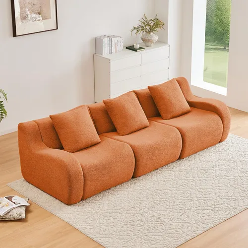 Miniatura 43 de Otomana de tela de peluche negra, moderno reposapiés modular sin hueso en una caja para sala de estar, cómodo diseño de asiento profundo,