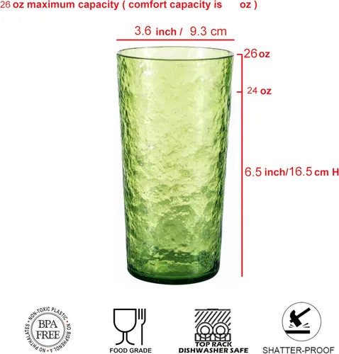 Miniatura 2 de KX-WARE Vasos de agua acrílicos de 26 onzas, vasos de plástico más grandes, juego de 8 colores mixtos