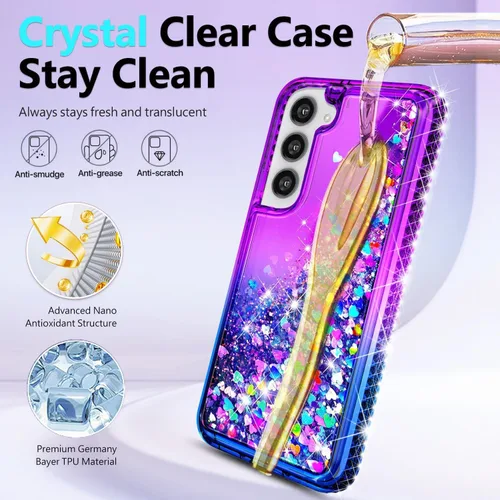 Miniatura 188 de NGB - Funda de teléfono diseñada para Samsung Galaxy S9+ Plus, morado/azul, con purpurina líquida para mujeres y niñas, con protector de pantalla