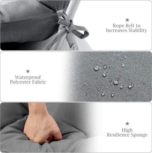Miniatura 4 de Giantex - Cojín para silla de patio exterior, 5 pulgadas, para respaldo alto con 4 lazos de cuerda, cojín para columpio de patio, silla con asiento