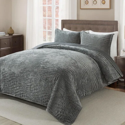 Miniatura 357 de HoneiLife - Juego de colcha de tamaño Queen, juego de ropa de cama de pana bordada de 3 piezas, colcha de lujo, ligera, cálida, para todas las Pana