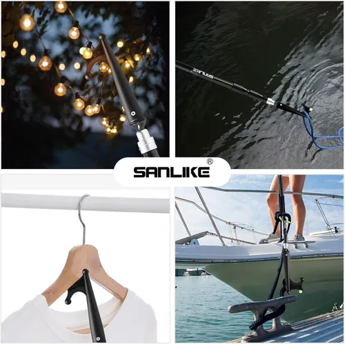 Miniatura 4 de SANLIKE Telescoping Boat Hook for Docking, Floating Fiberglass Dock Hook with Luminous Bead, Twist-Lock Extension Pole, Non-Slip Handle, Rustproof