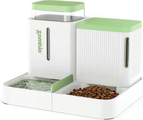Miniatura 12 de ZOMISIA Alimentador de gravedad para gatos y dispensador de agua, alimentador automático 2 en 1 para gatos con rotación de 180 grados, 2