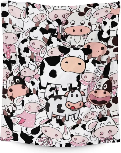 Miniatura 15 de Manta de vaca para niñas pequeñas, tamaño de regazo de 30 x 40 pulgadas, manta de felpa suave y peluda para regalo, manta negra linda para cama, sofá