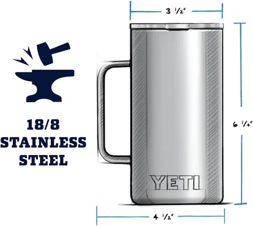 Miniatura 3 de YETI Rambler - Taza de acero inoxidable aislada al vacío con tapa MagSlider, 24 onzas Blanco