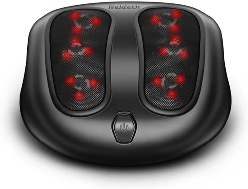 Nekteck Masajeador de pies con calor, Máquina masajeadora de pies eléctrica Shiatsu con calor y amasado para neuropatía, fascitis plantar, masaje de