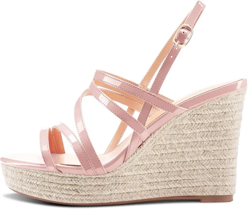 Miniatura 2 de Aachcol Sandalias de plataforma de cuña para mujer, puntera abierta, correa en el tobillo, correa trasera con correa trasera, zapatos de vestir