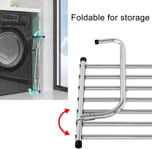 Miniatura 4 de Estante de secado de ropa retráctil de acero inoxidable para interiores y exteriores, ahorro de espacio, plegable, multifunción, estante para flores