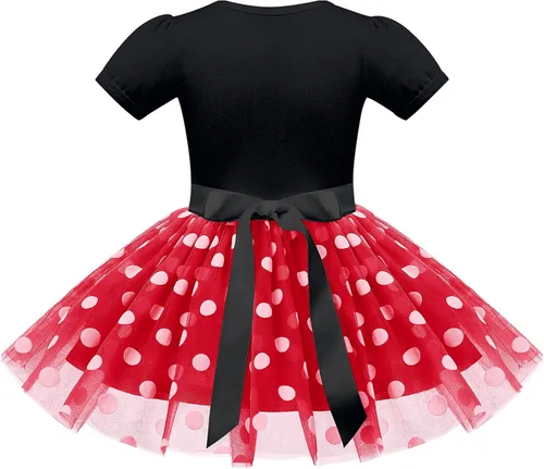 Miniatura 2 de IMEKIS Traje de cumpleaños para niñas bebés, vestido de lunares, diadema para Halloween, cosplay, sesión de fotos, 1-6T