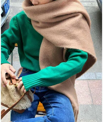 Miniatura 71 de Bufanda grande y gruesa de gran tamaño, esponjosas, de lana grande, gruesa, cálida para invierno
