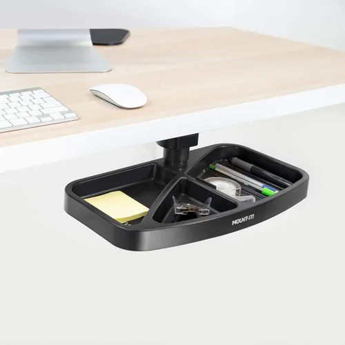 Miniatura 6 de Mount-It! Cajón montado debajo del escritorio, bandeja giratoria debajo del escritorio para clip de papel, bolígrafo y otros suministros de oficina
