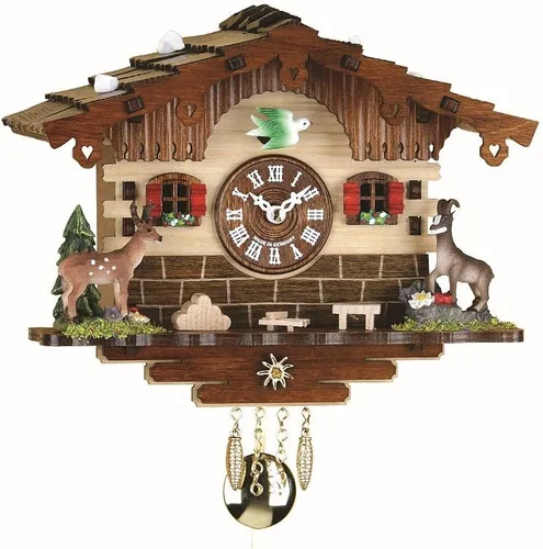 Trenkle Kuckulino Reloj de la Selva Negra Casa Suiza con Movimiento de Cuarzo y Campanilla de Cuco TU 2036 PQ