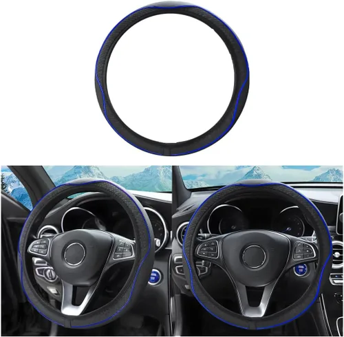 Miniatura 8 de zipelo Funda para volante de automóvil de 14.5"-15", protector de rueda interior de automóvil con cuero forrado antideslizante duradero, suave